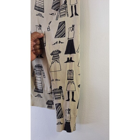 OLIVER PERRY Silk Blend Women's Cardigan Sz L All Over Fashion Print Button Up - Picture 7 of 9